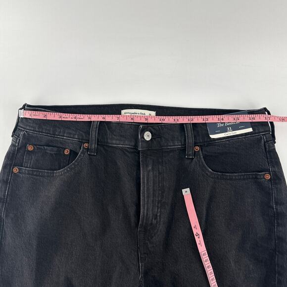 Abercrombie & Fitch Women's Black Curve Love Mid Rise Bootcut Jeans Size 31 - Picture 9 of 12